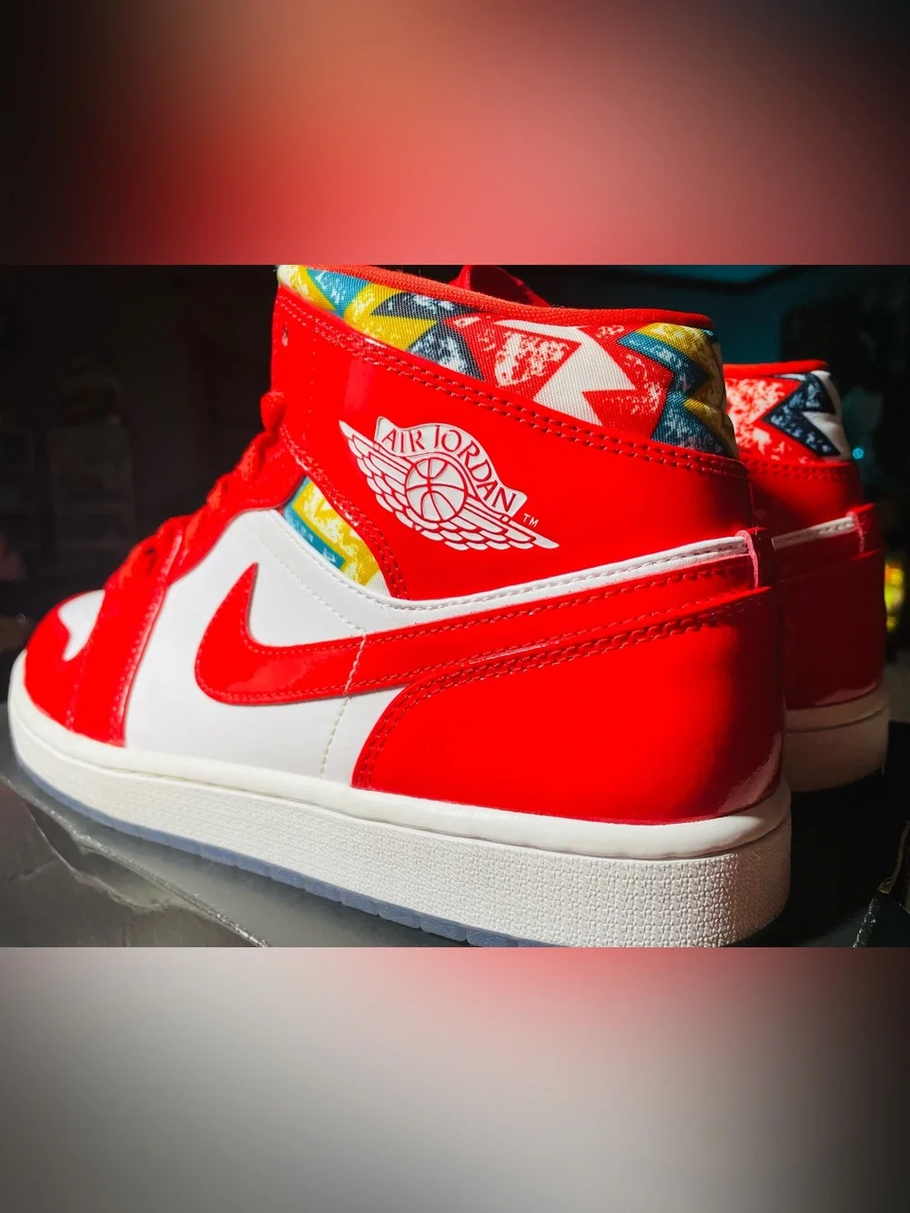Jordan 1 Mid Barcelona Sweater Red Patent DC7294-600 11.5M